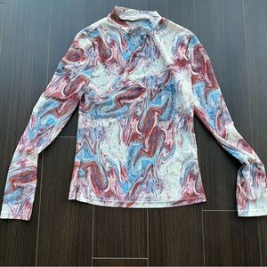 Tie Dye Mock Neck Mesh top